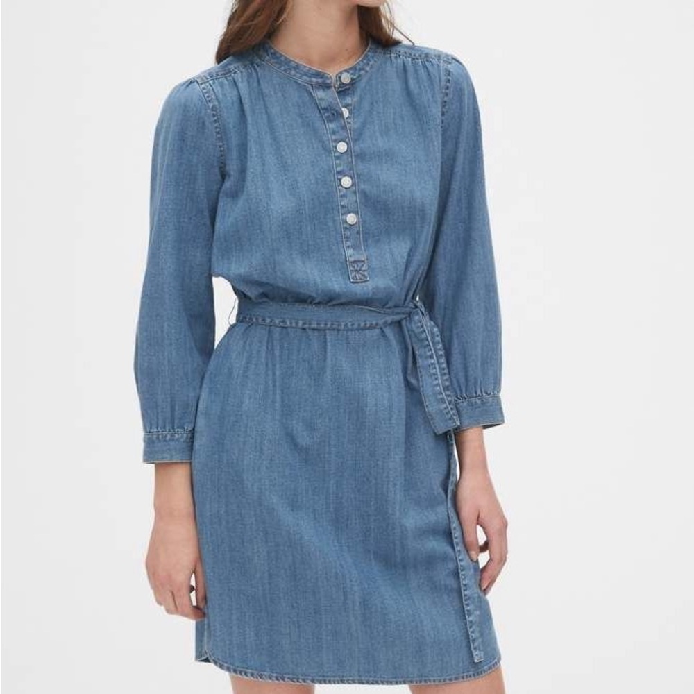 GAP Long Sleeve Popover Denim Blue‎ Shirt Dress